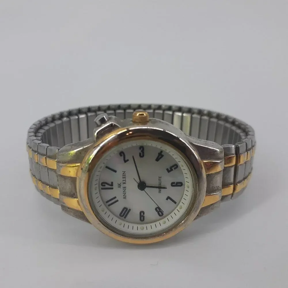 Anne Klein Wristwatch Mother of Pearl Bezel Two Tone Gold